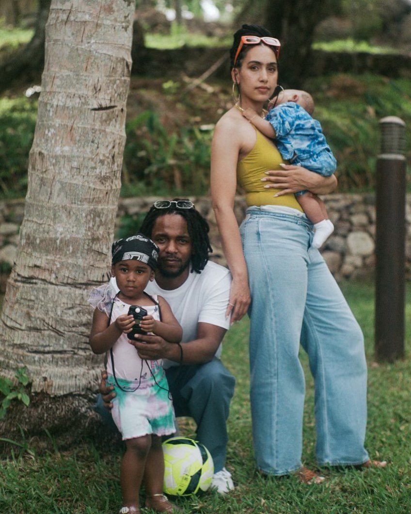 Kendrick Lamar and Whitney Alford with chidrens